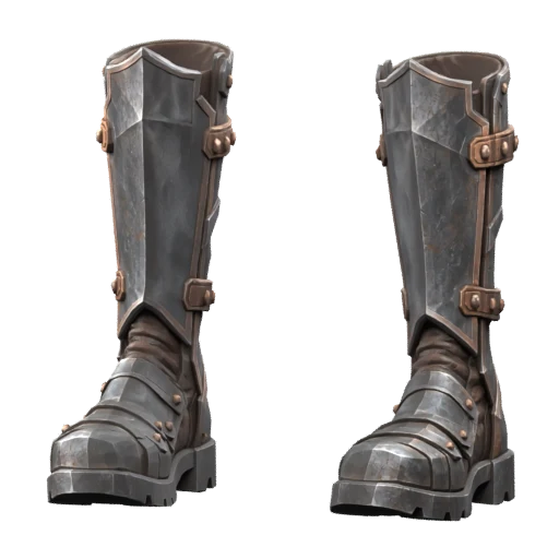 Studio render of Rivetwatch Forge Greaves
